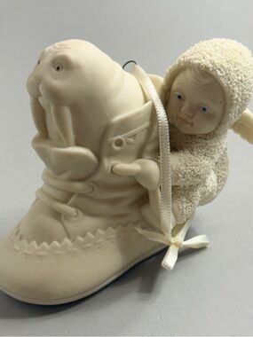 Vintage Snowbabies Department 56 Porcelain Baby in Boot Figurine